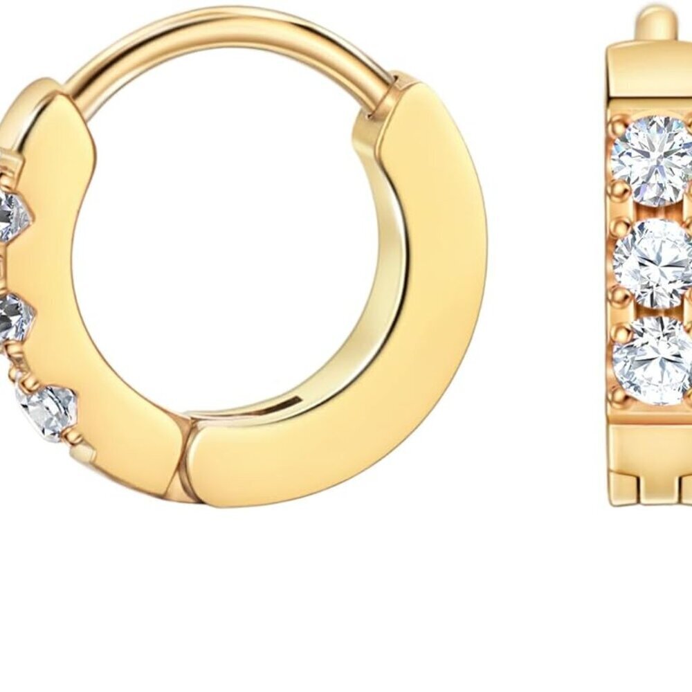 Small Hoop Earrings Cubic Zirconia Silver Gold Birthstone Jewelry for Women